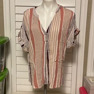 Signature Studio Striped Blouse in Pink and White